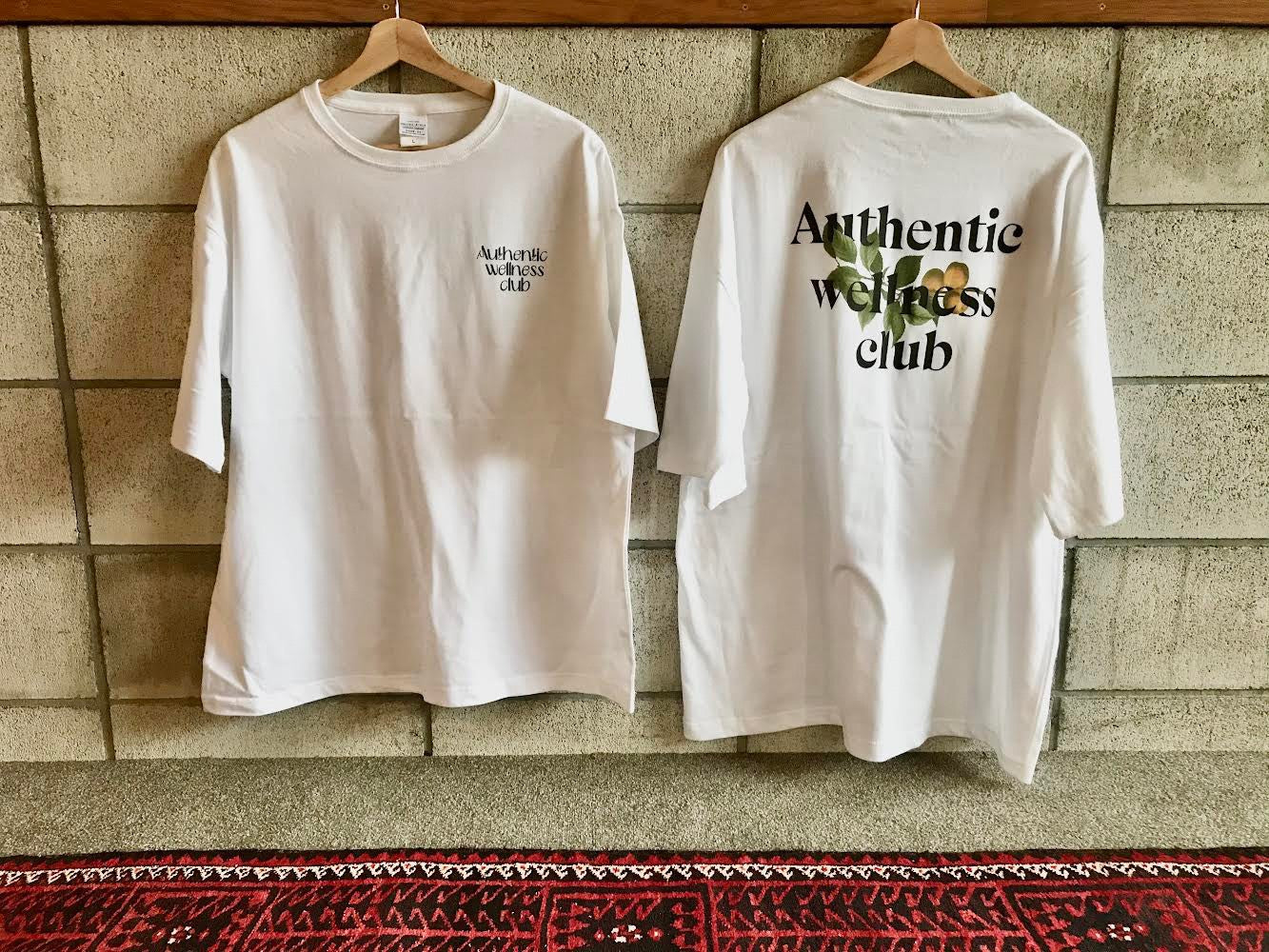 Authentic wellness club レモンロゴ ビッグシルエットTシャツホワイト